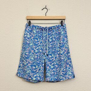 PETER MILLAR Seaside Shorts Blue Infinity Pool Swim Trunk Beach Summer